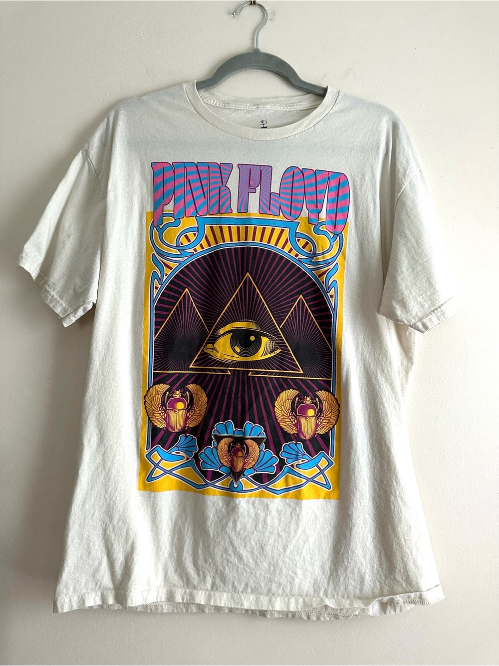 Oversized Pink Floyd 100% Cotton Band Tee in Sand
